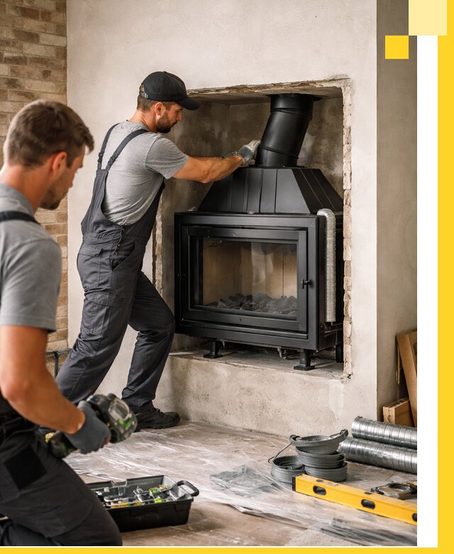 Установка каминных топок в Железногорске: монтаж, подключение