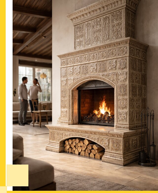 Купить изразцовый камин в Железногорске от 258425 р. | ЭриданЖлр