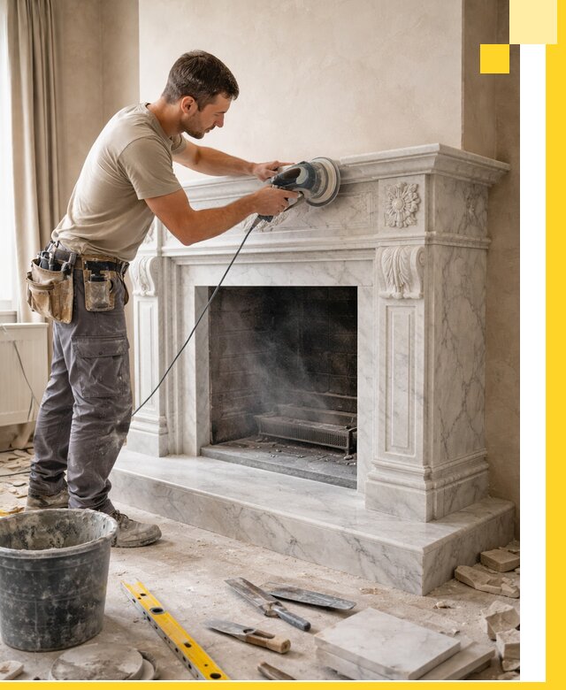 Изготовление и установка мраморных каминов в Железногорске под ключ