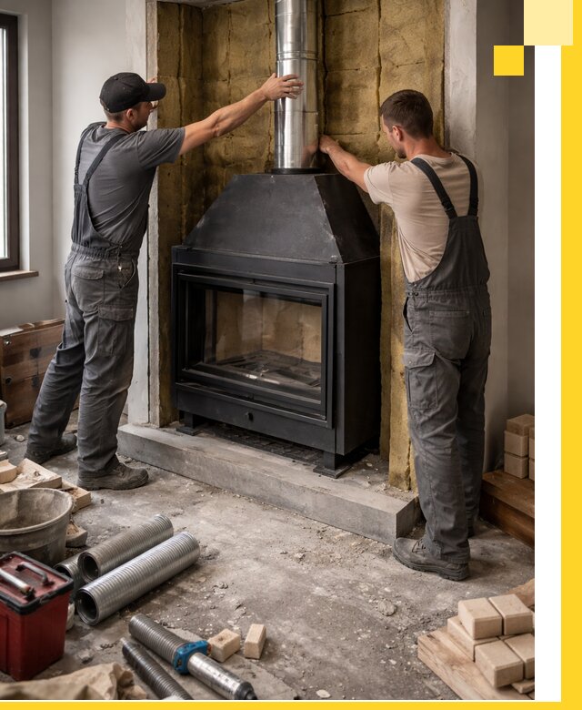 Изготовление и монтаж закрытых каминов в Железногорске под ключ
