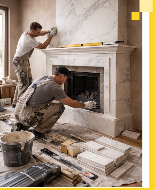 Отделка каминов в Железногорске качественные облицовочные работы