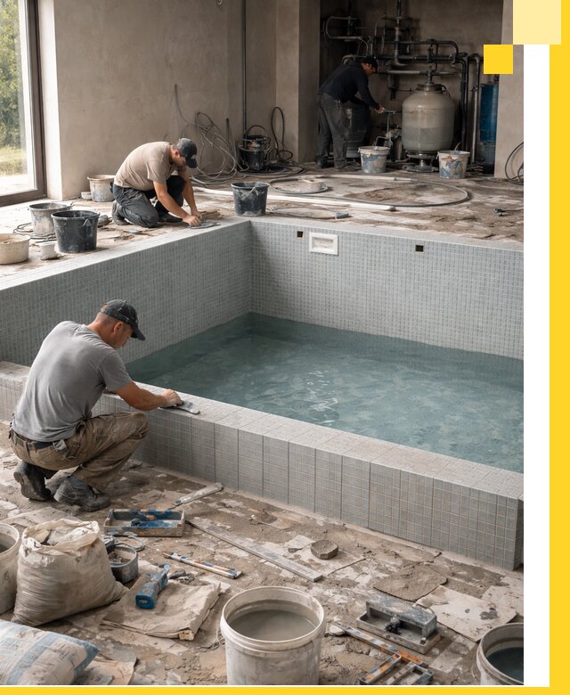 Строительство и монтаж бассейнов в помещении в Железногорске