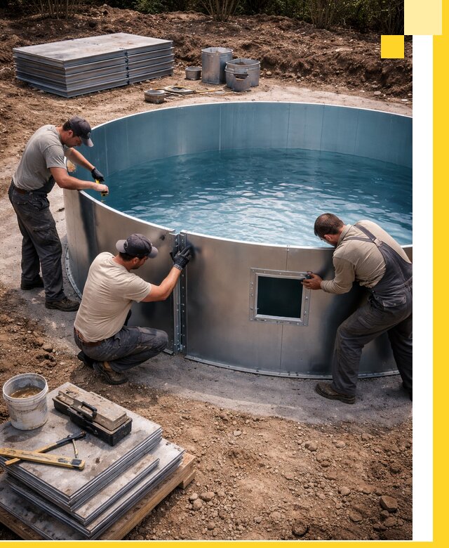 Круглые бассейны под ключ в Железногорске проектирование и монтаж