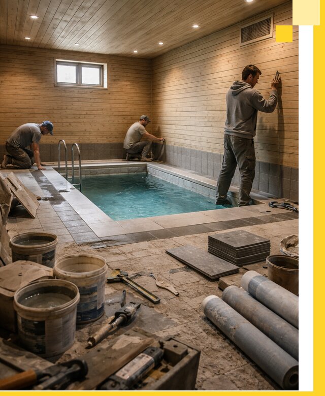 Строительство бани с бассейном и сауной под ключ в Железногорске