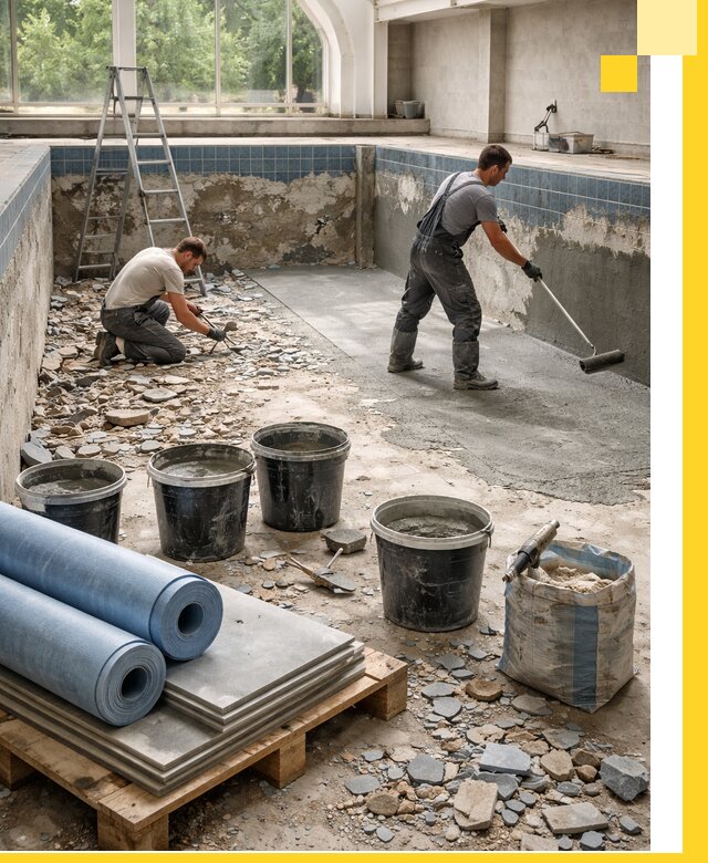 Реконструкция бассейнов в Железногорске: ремонт, гидроизоляция