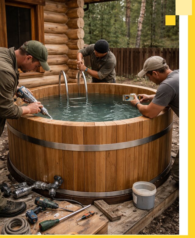 Строительство бань с купелью под ключ и отделкой в Железногорске