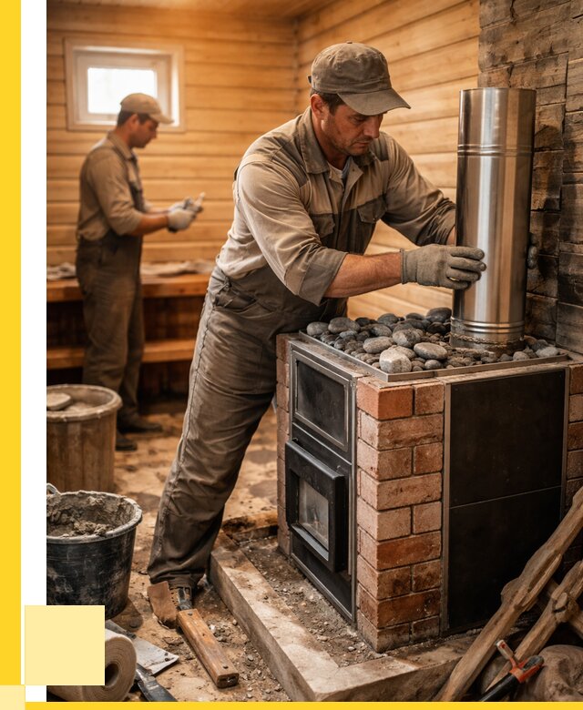 Монтаж печи в бане под ключ в Железногорске от 20674 р. | ЭриданЖлр