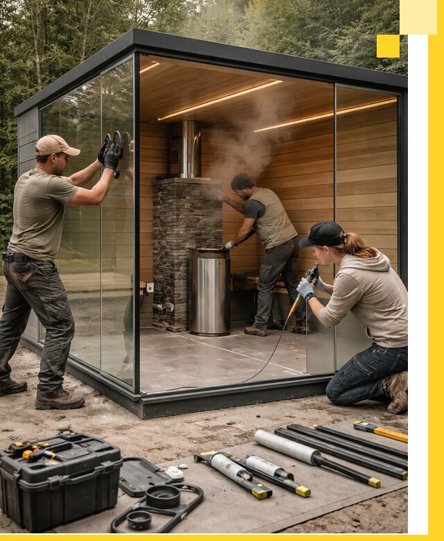 Проектирование и строительство стеклянных бань в Железногорске