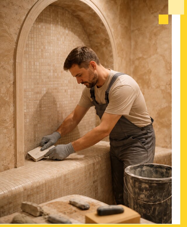 Профессиональная отделка хамамов с мозаикой под ключ в Железногорске