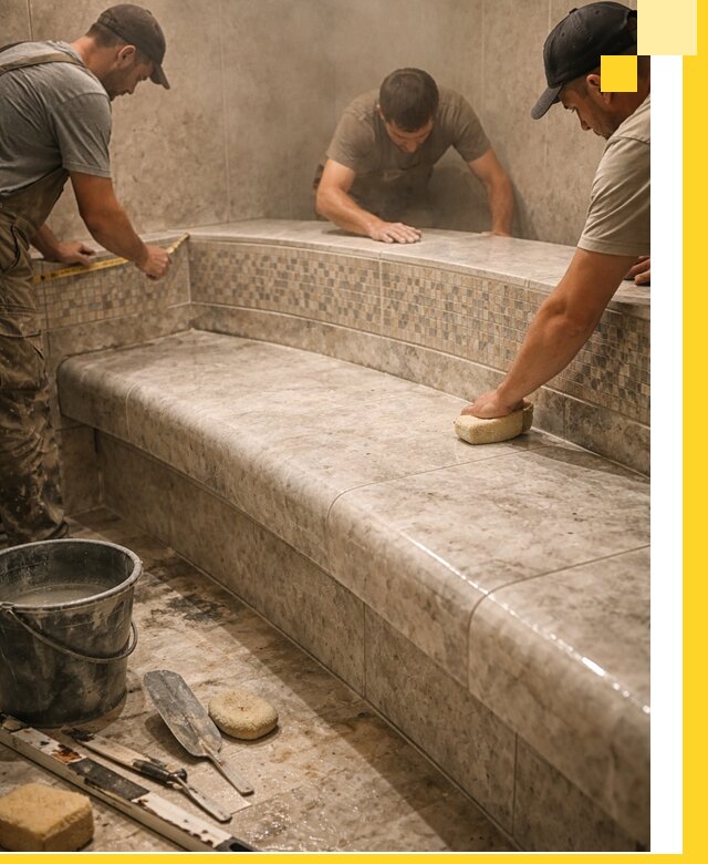 Изготовление и установка сидений для хамама в Железногорске